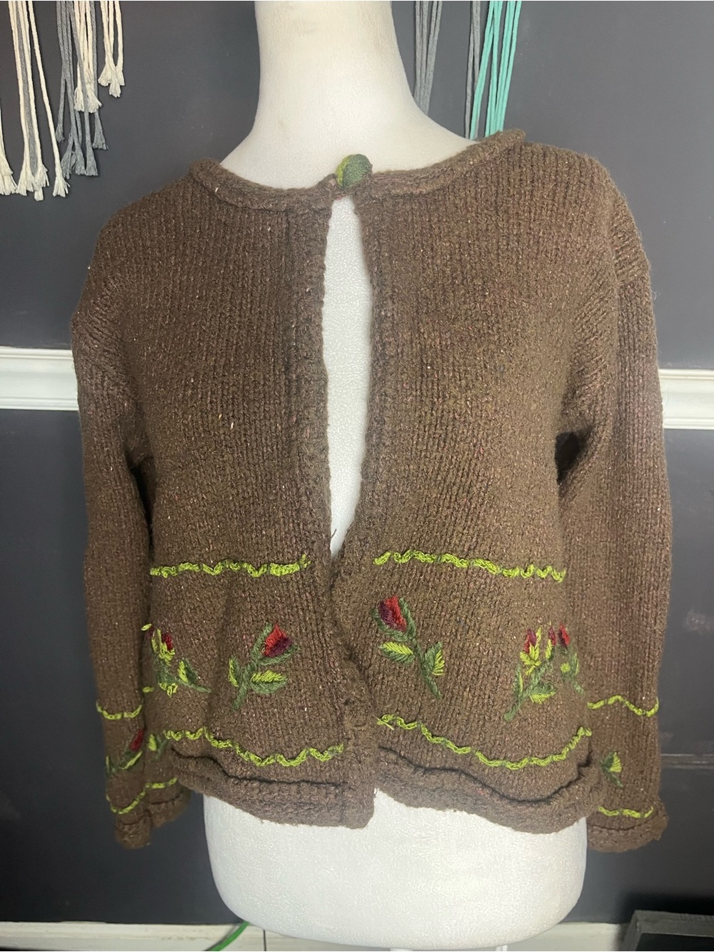 April Cornell wool-blend cardigan in brown size small